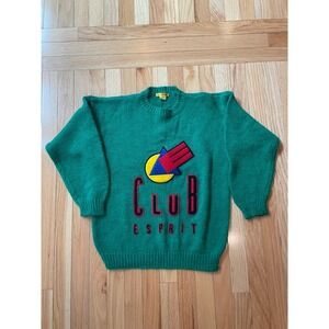 Vintage Esprit Kids Club Esprit Green Knit Sweater Primary Color Graphic Large